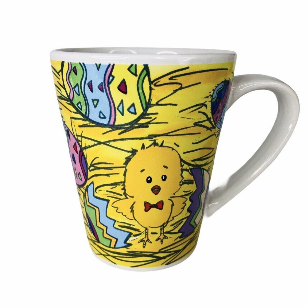 VTG Chicken Easter Egg Mug Decorated Yellow Color